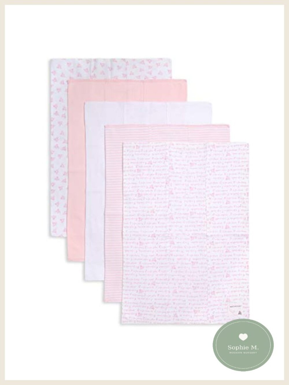 Organic Cotton Burp Cloths 5-Pack Extra Absorbent Soft Baby Drool Cloths